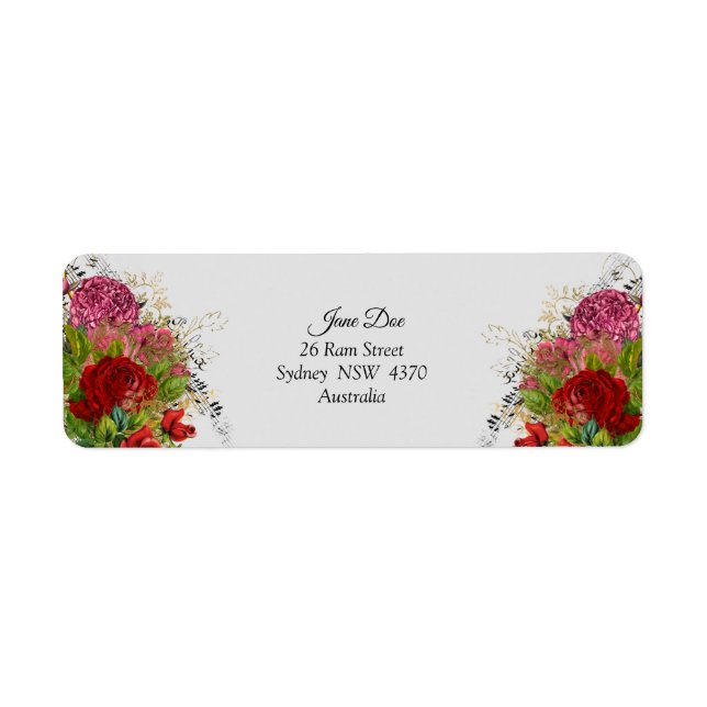 Red Blume Address Labels - Personalisiert (Vorne)