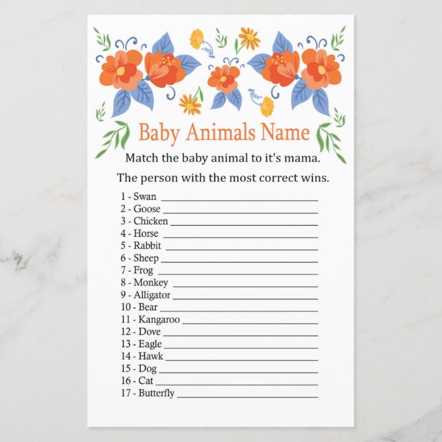 Red Blume Baby Animes Name Game (Vorderseite)