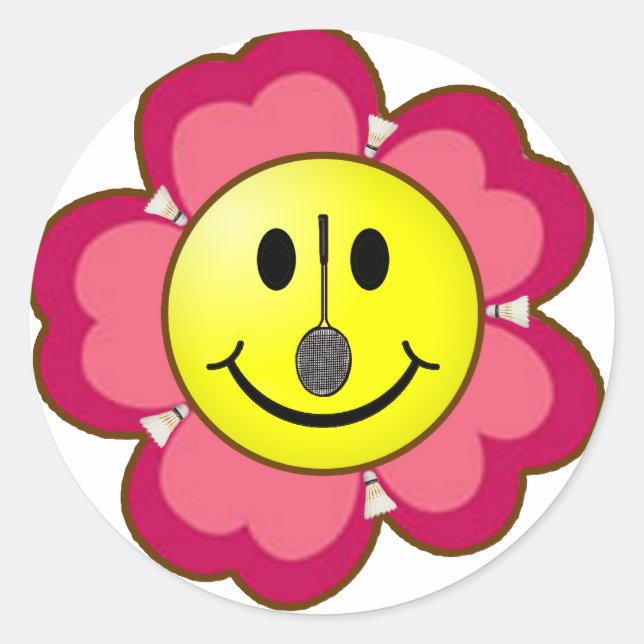 Red Blume Badminton Runder Aufkleber (Vorderseite)