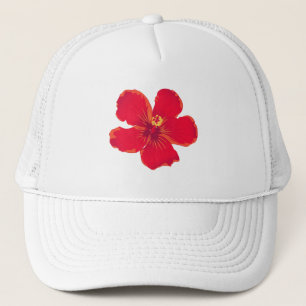 Red Blume bestickter Eimerhut Truckerkappe