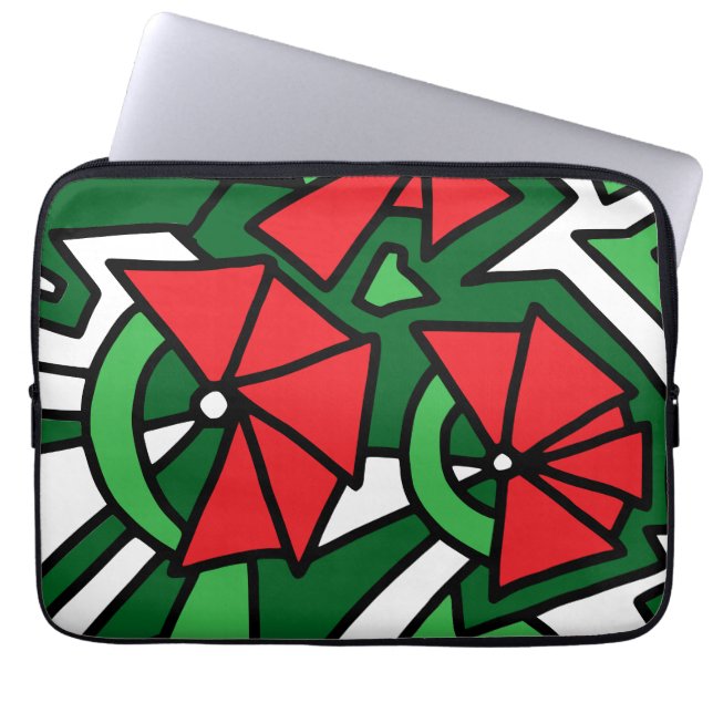 Red Blume Doodle Art Laptopschutzhülle (Vorderseite)