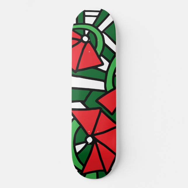 Red Blume Doodle Art Skateboard (Vorderseite)