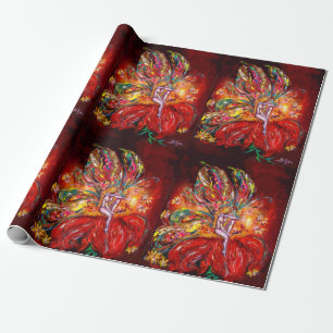 RED BLUME FAIRA Fantasy Geschenkpapier