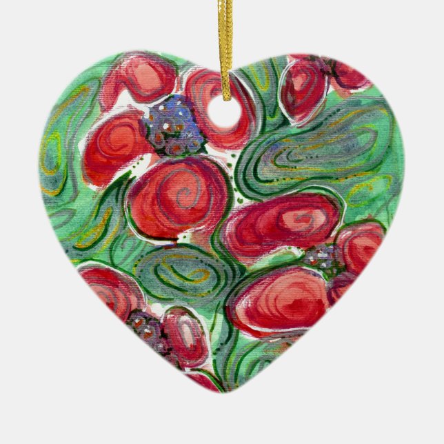 Red Blume Fantasy Keramik Ornament (Vorne)