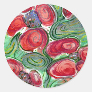 Red Blume Fantasy Runder Aufkleber