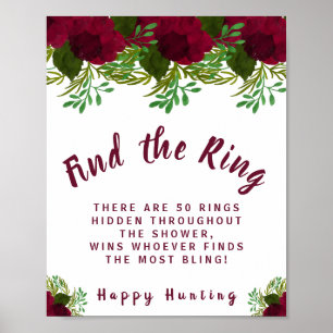 Red Blume Finden Sie das Ring Brautparty Game Sign Poster