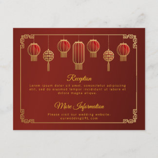 Red Blume Gold Trim Chinese Hochzeitsfeier Begleitkarte