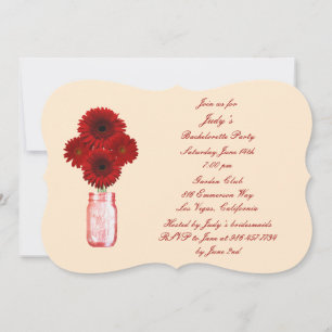 Red Blume Mason Jar Junggeselinnen-Abschied Einlad Einladung