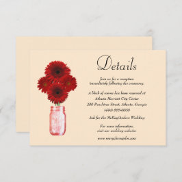 Red Blume Mason Jar Wedding Details Begleitkarte