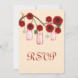Red Blume Mason Jars Response Card Einladung