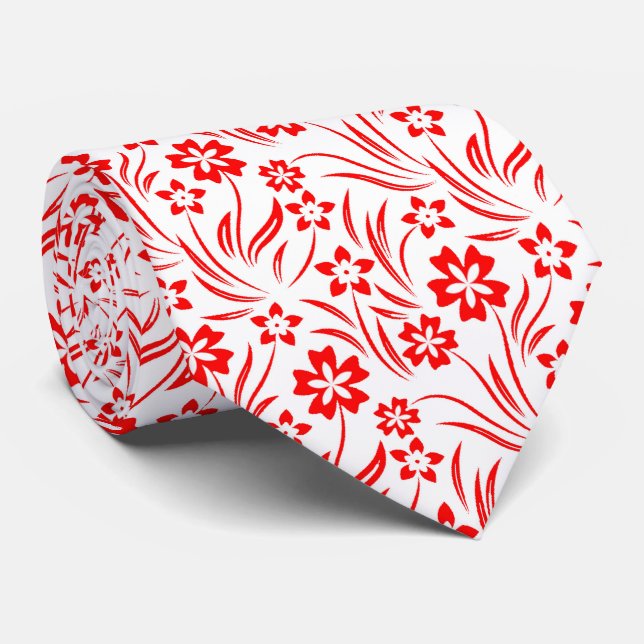 Red Blume Neck Tie Krawatte (Gerollt)
