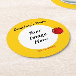 Red Blume Ribbon Template von Kenneth Yoncich Runder Pappuntersetzer
