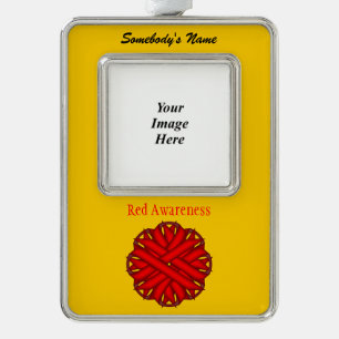 Red Blume Ribbon Tmpl (V-O) von Kenneth Yoncich Rahmen-Ornament Silber