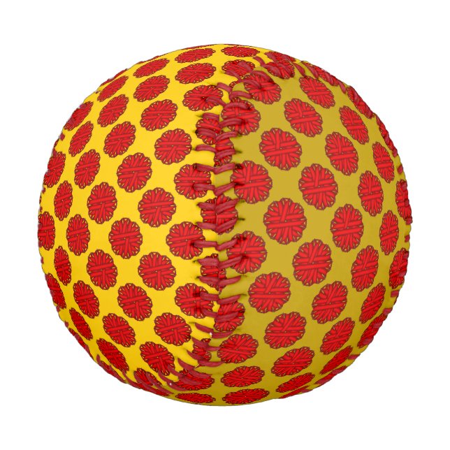 Red Blume Ribbon von Kenneth Yoncich Baseball (Schrägansicht)