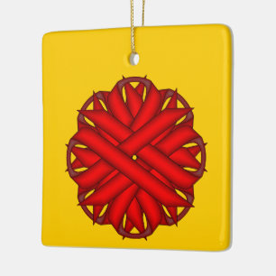 Red Blume Ribbon von Kenneth Yoncich Keramikornament