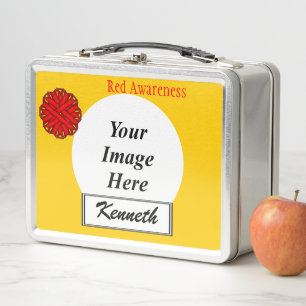 Red Blume Ribbon von Kenneth Yoncich Metall Lunch Box