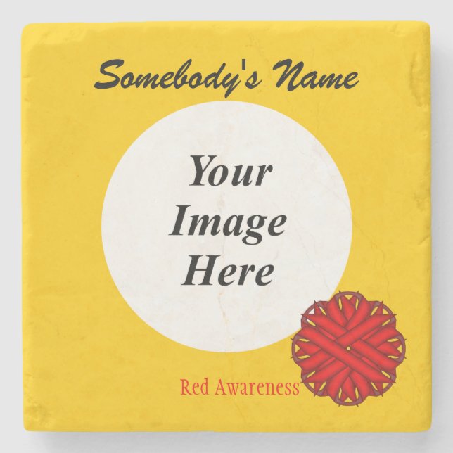 Red Blume Ribbon von Kenneth Yoncich Steinuntersetzer (Vorderseite)