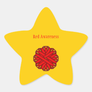 Red Blume Ribbon von Kenneth Yoncich Stern-Aufkleber
