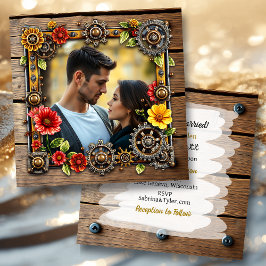 Red Blume Steampunk Personalisiert Wedding Einladung