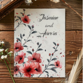 Red Blume Vintage Wedding Einladung
