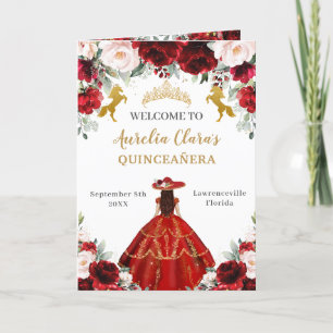 Red Blush Floral Charro Quinceñera Orchesterverans Programm