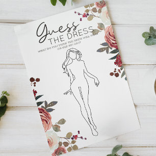Red Blush Floral Rose Bridal Game Guess the Dress Flyer