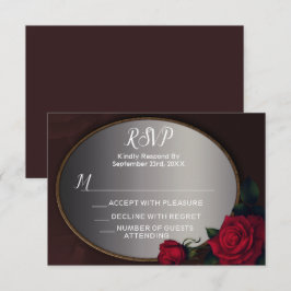 Red Blush Floral Silver Gray Mirror RSVP Karte