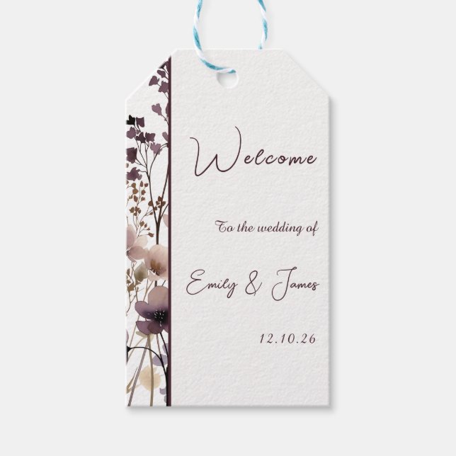 Red Blush Floral Wedding Elegant  Geschenkanhänger (Vorderseite)