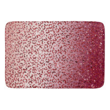 Red Blush Pink Glitzer Sparkard Leopard Print