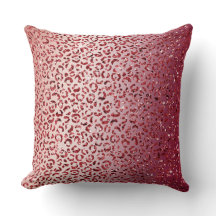 Red Blush Pink Glitzer Sparkard Leopard Print