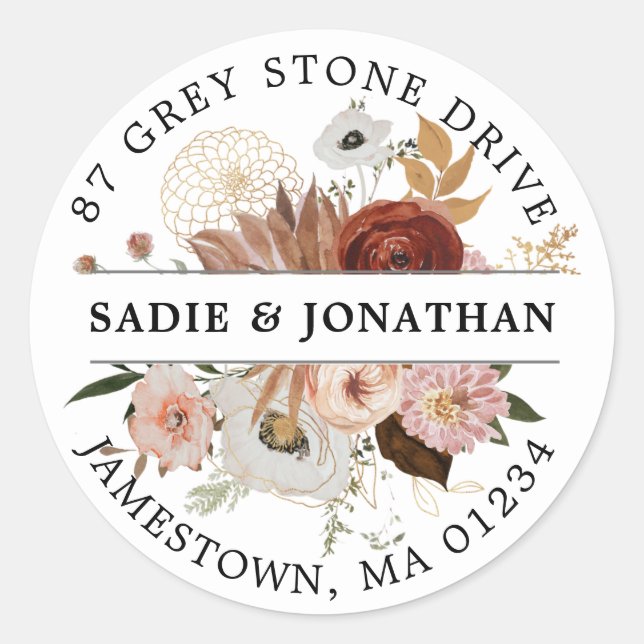 Red Blush Terracotta Rücksendeadresse Runder Aufkleber (Vorderseite)