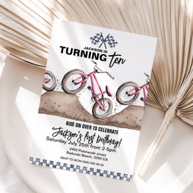 Red BMX birthday invitation, Any age, Dirt bike Einladung (Red BMX birthday invitation, dirt bike party, any age)