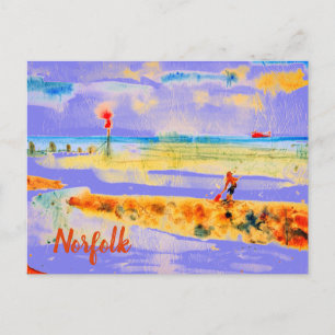 Red Boat on beach in Mundesley, Norfolk Postkarte