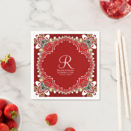 Red Bohemisch Batik Monogram Wedding Serviette