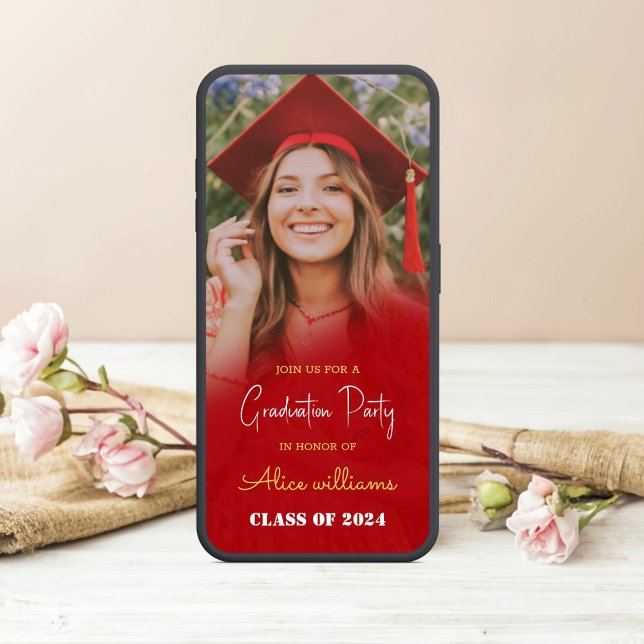 Red Boho Abschluss Class of 2024 Einladung (Graduation Vibes: Boho Style for 2024)