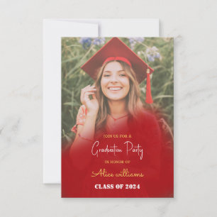 Red Boho Abschluss Class of 2024 Einladung
