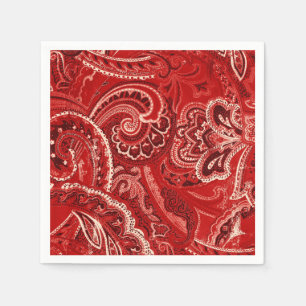 Red Boho Chic Retro Hippy Paisley Bandanna Serviette