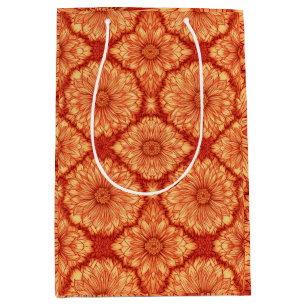 RED BOHO FLORAL PATTERN MITTLERE GESCHENKTÜTE