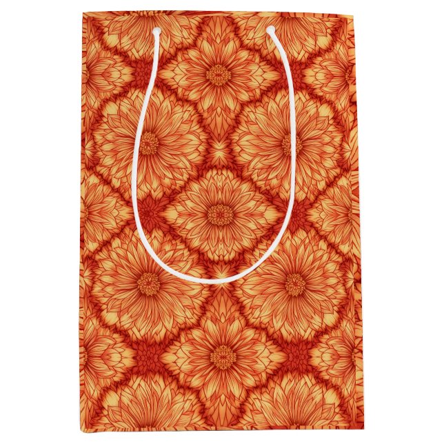 RED BOHO FLORAL PATTERN MITTLERE GESCHENKTÜTE (Vorderseite)