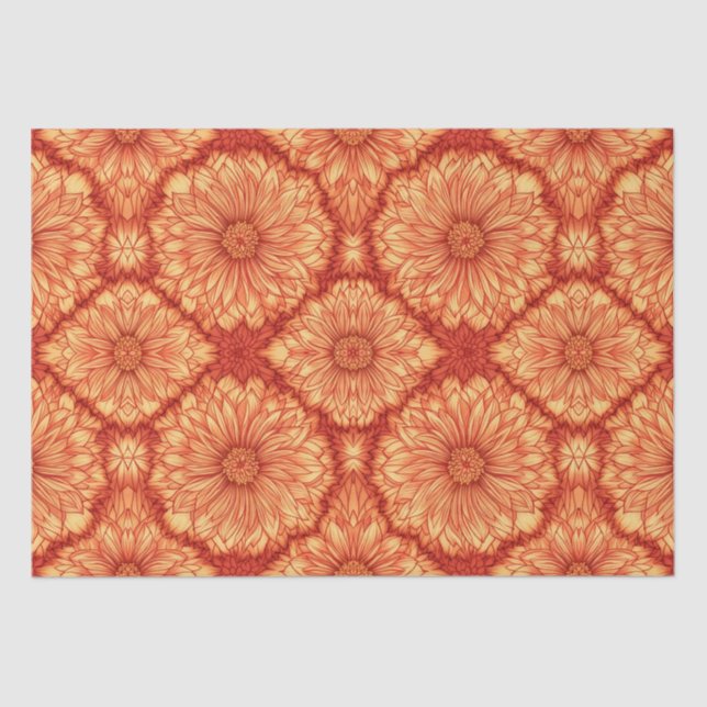 RED BOHO FLORAL PATTERN SEIDENPAPIER (Vorderseite)