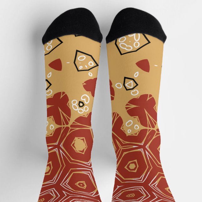 Red Boho Geometric Abstrakt 2 Socken (Oben)