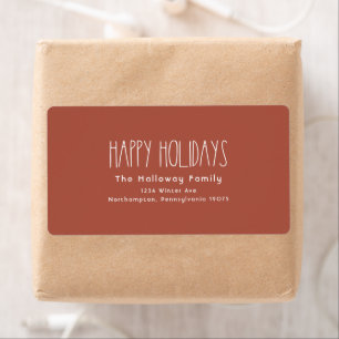 Red Boho Happy Holidays Rücksendeadresse Package