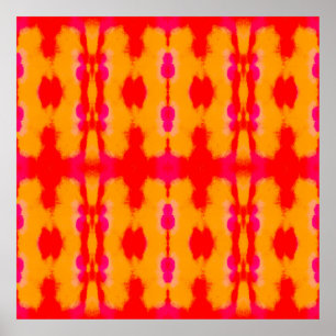 Red Boho Mode. Persischer Teppich. Aquarellschicht Poster