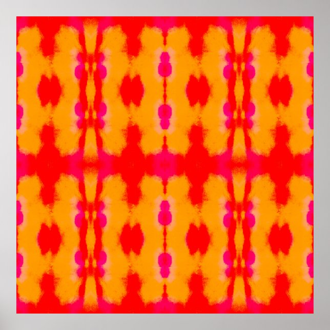 Red Boho Mode. Persischer Teppich. Aquarellschicht Poster (Vorne)