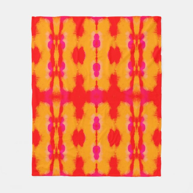 Red Boho Mode. Persischer Teppich. Wasserfarbschic Fleecedecke (Vorderseite)