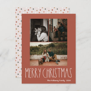 Red Boho Polka Dot Christmas Vertical 3 Foto Feiertagskarte