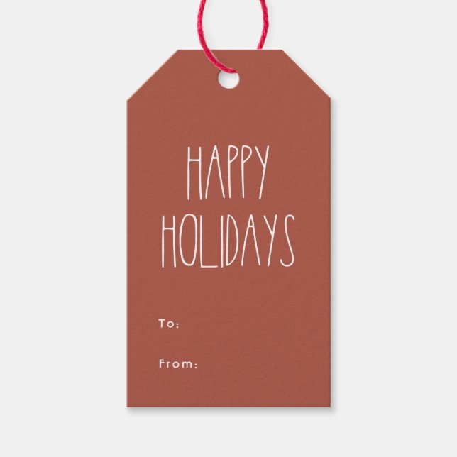 Red Boho Polka Dot Happy Holidays to from Geschenkanhänger (Vorderseite)