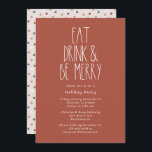 Red Boho Polka Dot Weihnachten trinken Drink sei f Einladung<br><div class="desc">Dieses rote Polka Dot Weihnachtsgetränk ist eine fröhliche Einladung für Ihre moderne böhmische Landhaus-inspiriert Feier. Der klassische rustikale, aber zarte Schriftart verleiht ihm einen erdigen Vintagen Look und behalte ihn niedlich und einfach. Die Polka-Punkte kommen in Erdtönen wie Rot, Salbei, Rosa, Rosa, Terrakotta, Rost und Bräune. Das Design ist ausgezeichnet...</div>