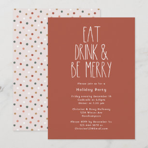 Red Boho Polka Dot Weihnachten trinken Drink sei f Einladung