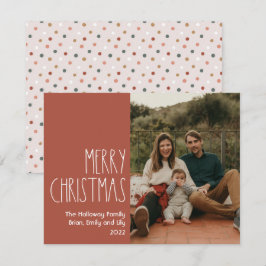 Red Boho Polka Dot Weihnachtsfeiertag Single Foto Feiertagskarte